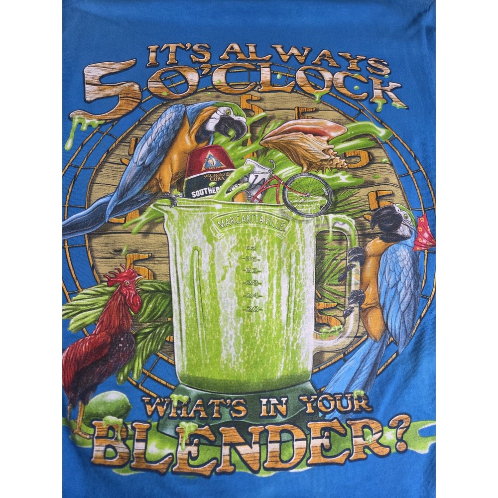 Margaritaville T Shirt Always 5 O'clock Whats In Your Blender Mens Medium